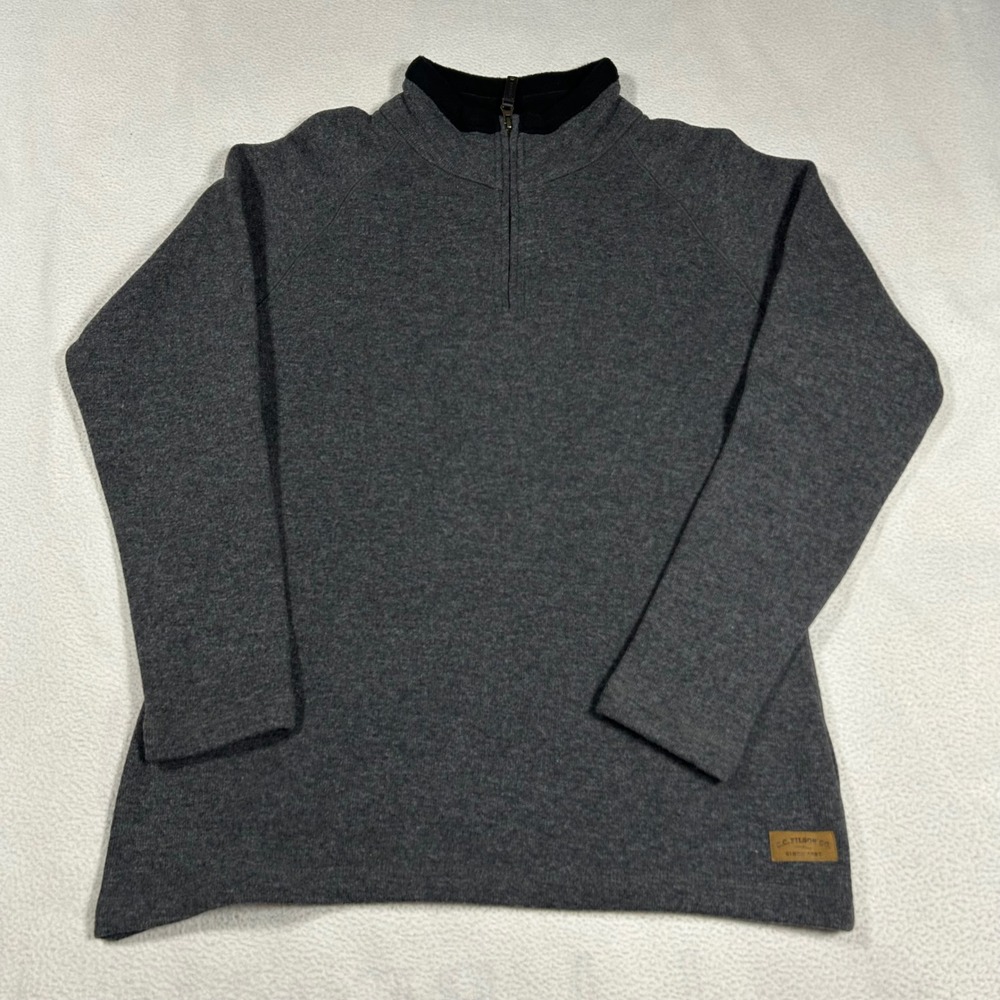 Filson‎ Quarter Zip Pullover Mens Medium Gray Wool Blend Fleece Lined Collar 1/4